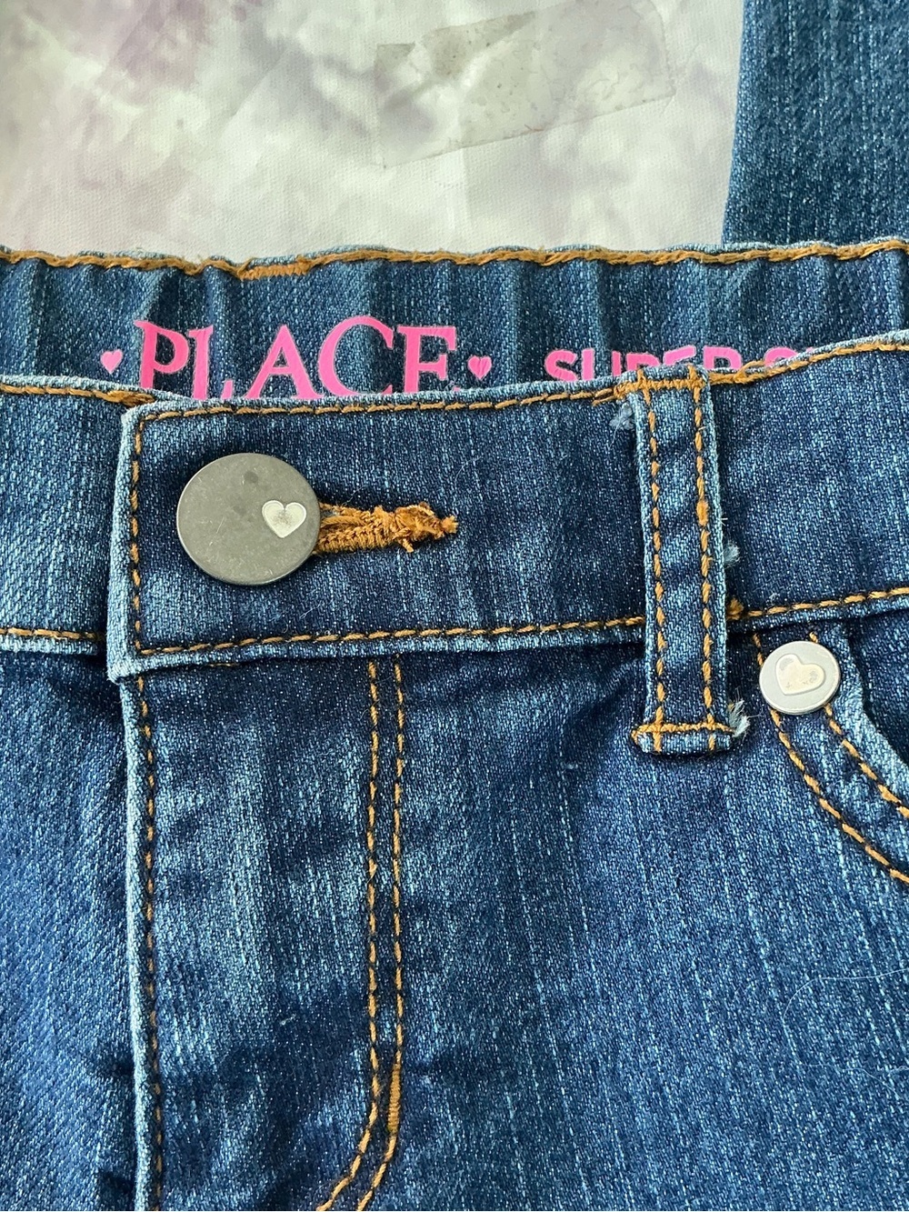 The Children's Place Girls' Dark Blue Super Skinny Adjustable StrtchJeans Size 8 - Picture 7 of 9